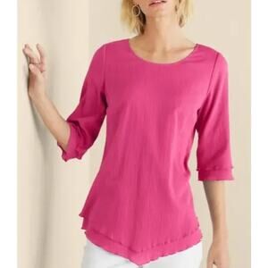 Soft Surroundings Women's Size XL Pink Siesta Key Layered Gauze Tunic Top S